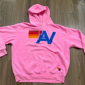 Aviator Nation Pink Hoodie with Colorful Logo